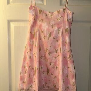 Chic Pink Floral Mini Dress